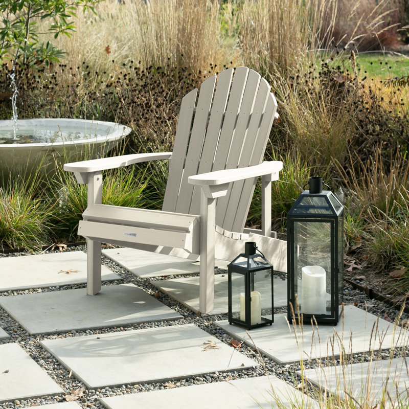 Anette Outdoor Adirondack Set, Whitewash