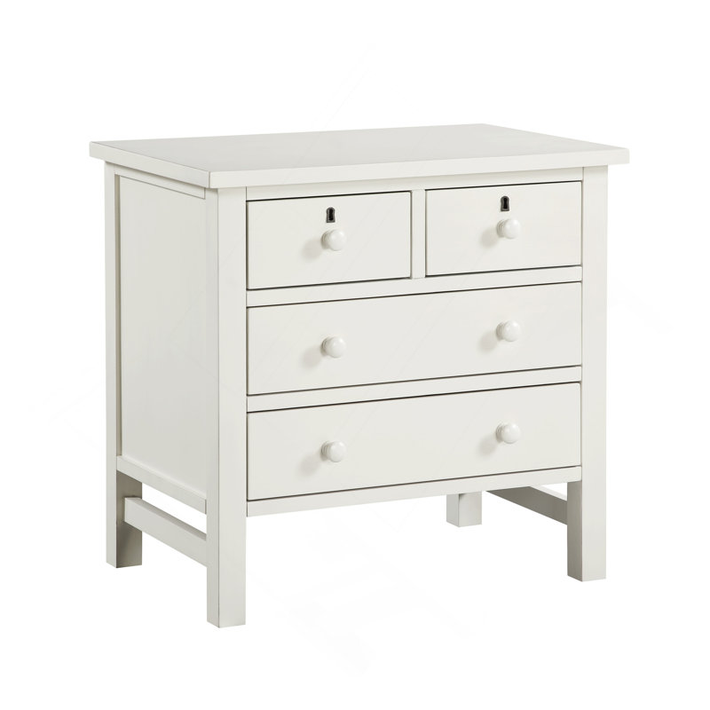 4-Drawer Storage Nightstand, Antique White