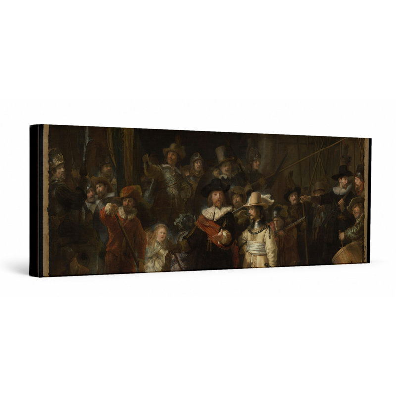 «The Night Watch» (1642) - Art mural sur toile panoramique, L 36 po x H 12 po
