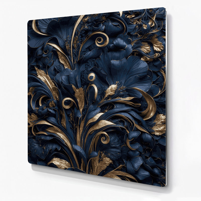 «Abstract Florals 2», art mural gris en métal, H 12 po x l 12 po