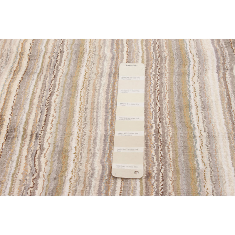 Tapis rayé beige tissé à la main Selby