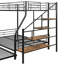 Lit superposé pratique en métal avec lit gigogne et escalier de rangement pour plusieurs personnes, idéal pour économiser de l'espace et améliorer la fonctionnalité de la chambre à coucher-1944573850