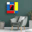 Art mural sur toile tendue - «Mondrian Cat» vert Howie pour décor de salon, de chambre à coucher ou de bureau - 24 x 24