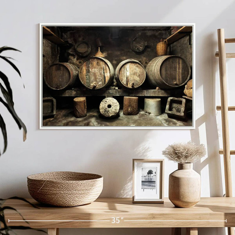 Vieille cave à vin, Cadre flottant blanc, 25 po x 17 po