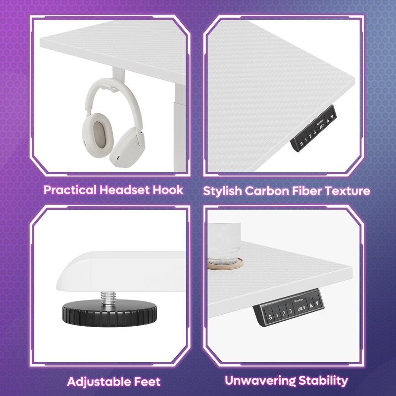 Nedyo 62.99'' L Shaped Standing Desk Adjustable Height Large Gaming Desk with Monitor Stand