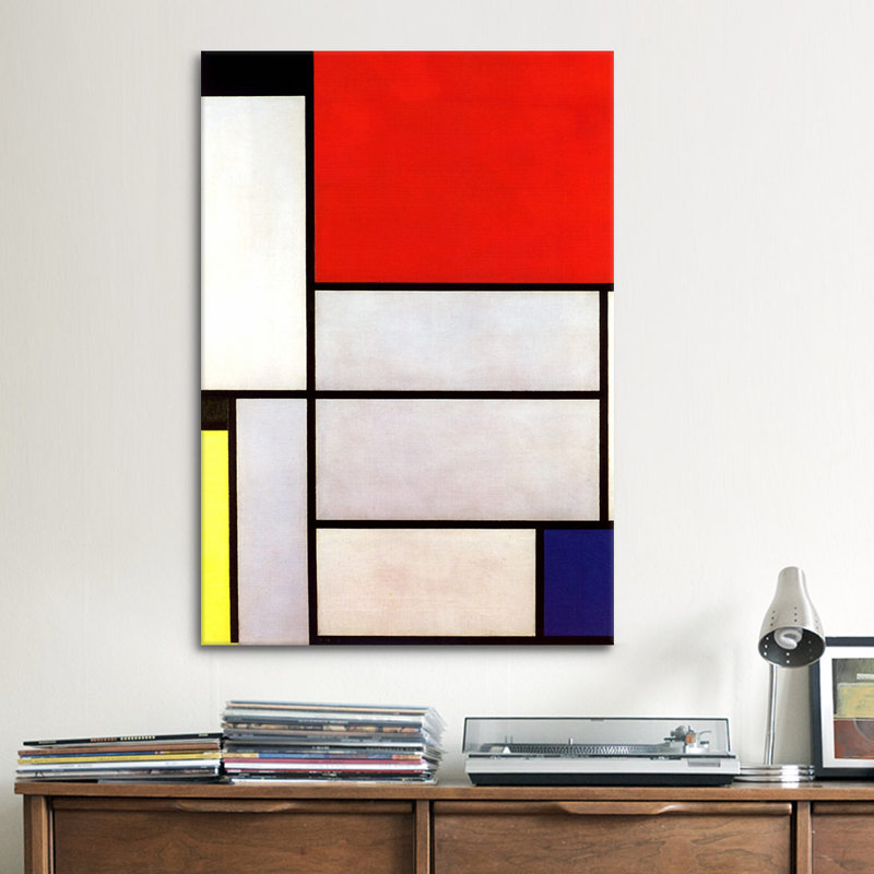 "Tableau l, 1921" par Piet Mondrian, reproduction d'art sur toile tendue, Toile tendue, Pas de tapis