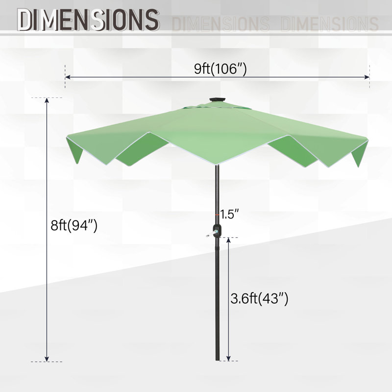 Parasol de marché lumineux Lakiah, Vert