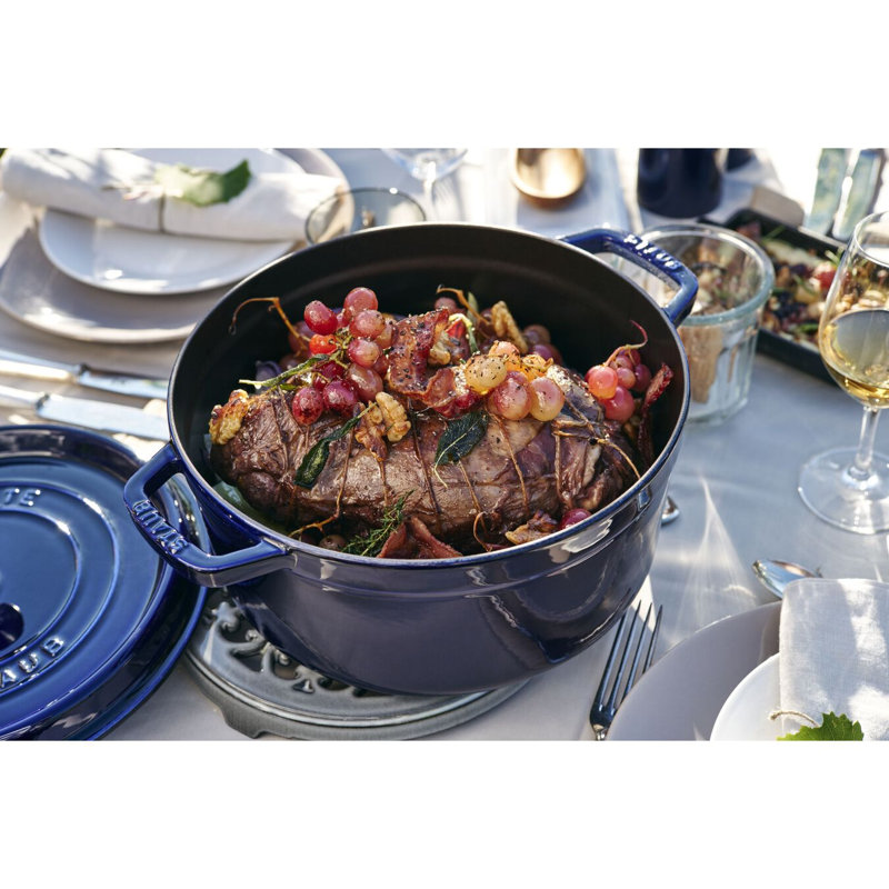 La Cocotte Cast Iron Round Cocotte, 5.5 quarts, Dark Blue