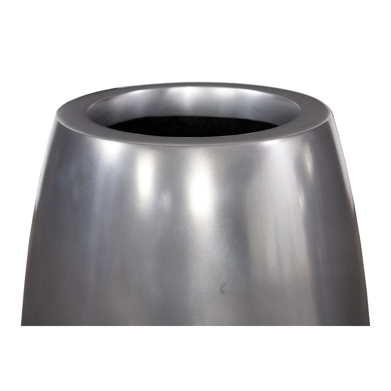 Elonga Resin Pot Planter, 26" H x 17" W x 17" D, Polished Aluminum