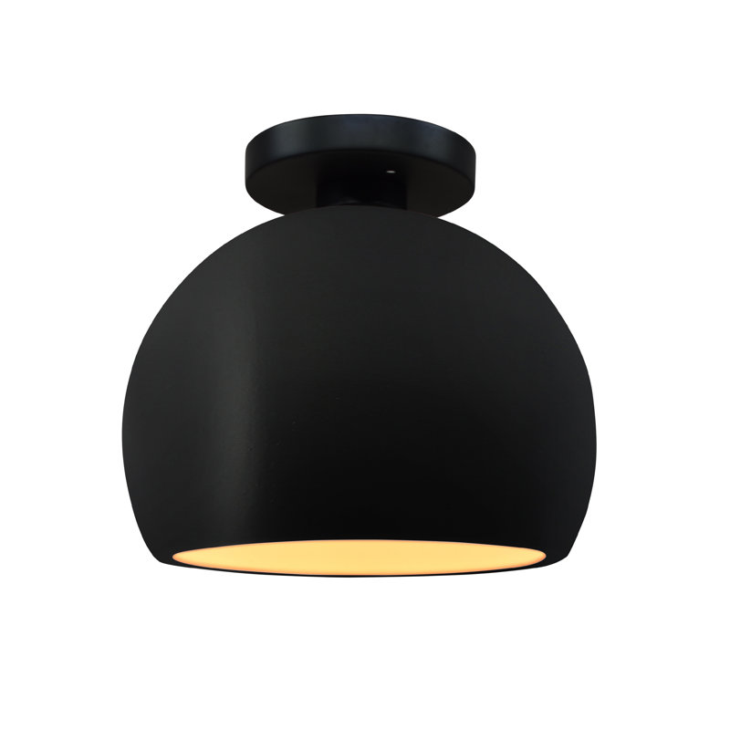 Plafonnier semi-encastré Radiance, H 7 po x l 7 po x P 7 po, Noir carbone mat / or champagne / noir mat, Noir mat