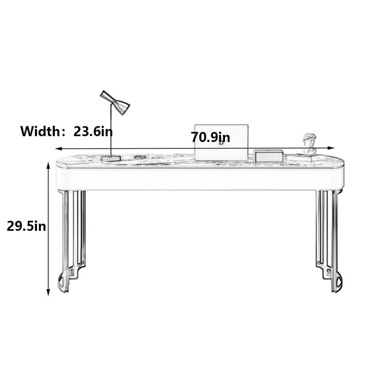 Hanovre, H 29,5 po x l 70,9 po x P 23,6 po, Doré