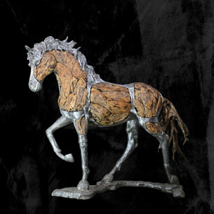 Walking Horse with Teak & Aluminum 93 x 29 x 78"H
