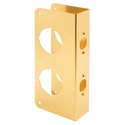 Brass Lock and Door Reinforcement Plate for 1-3/4 In. Thick Doors, Brass Finish (Single Pack)