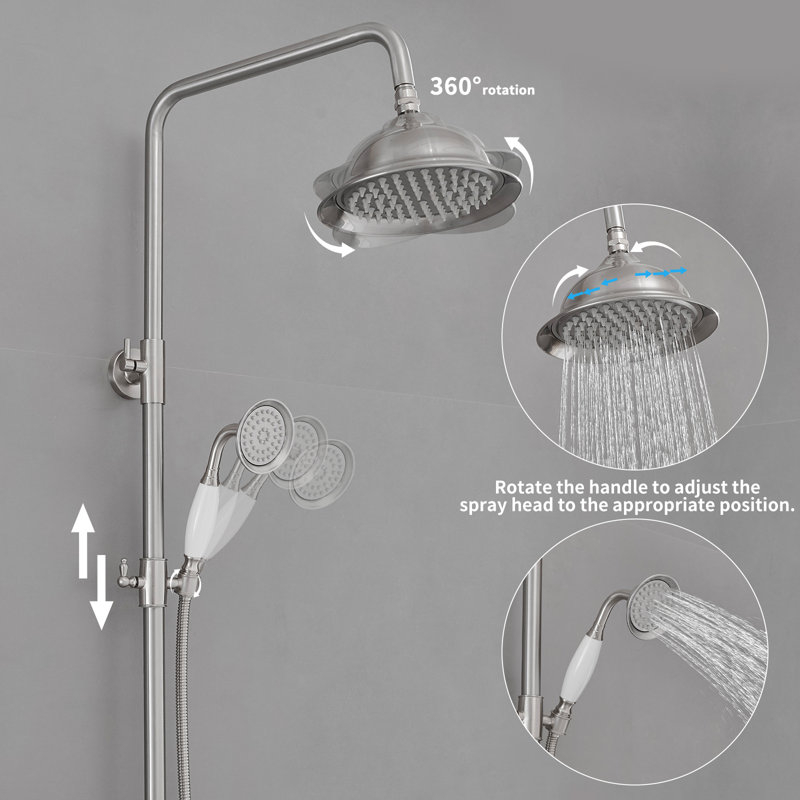 Diverter Complete Shower System with Rough in-Valve, Brushed Nickel