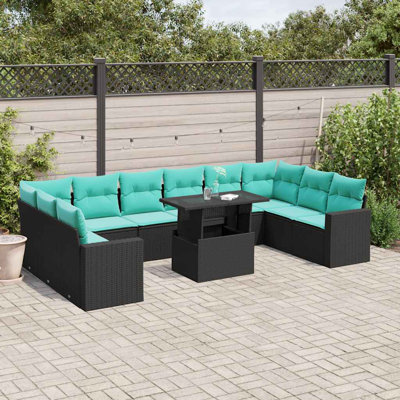 Ensemble de canapé de patio 11 pièces avec coussins en rotin de polyester