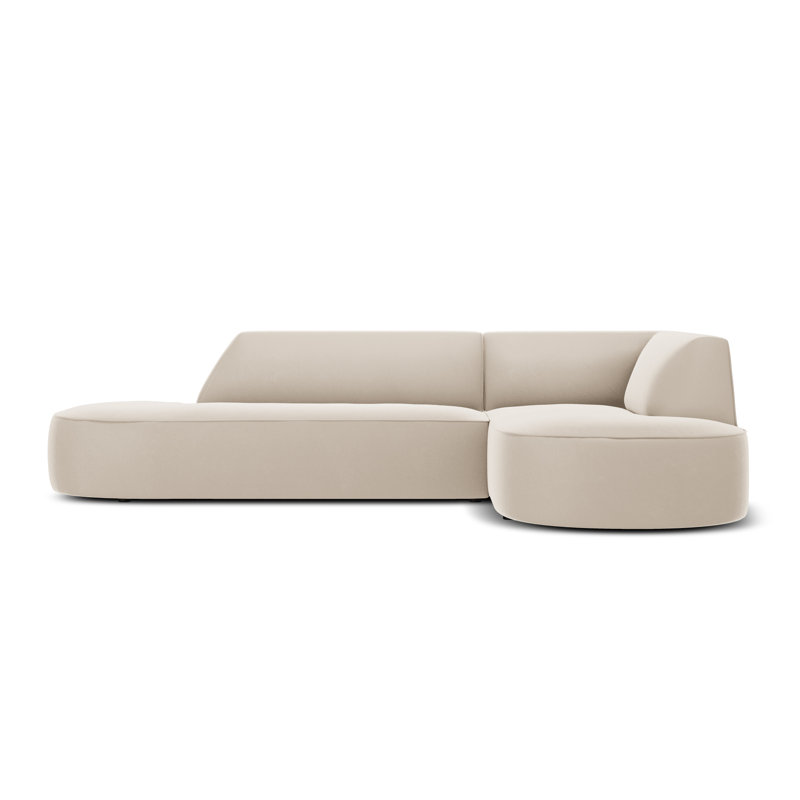 Adoraim 4 Seater Velvet Sofa & Chaise, Beige, Right Hand Facing