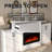 82“W Adjustable Flame Electric Fireplace, Double - Side Closed Cabinets + Press Drawer, Practical & Aesthetic