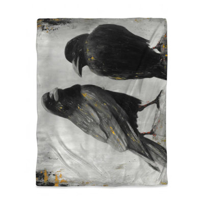 Two Crows Birds White Industrial Animals Duvet Cover Decor