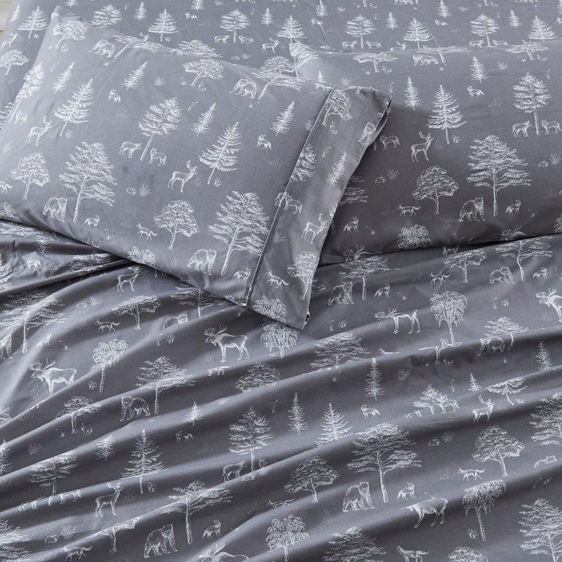 Soft Printed Microfiber Sheet Set, King Sheet Set with 2 Pillowcases, Vines Blue