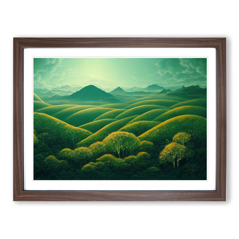 A Striking Summer Forest - Single Picture Frame Print, 46cm H x 64cm W x 2cm D, Walnut