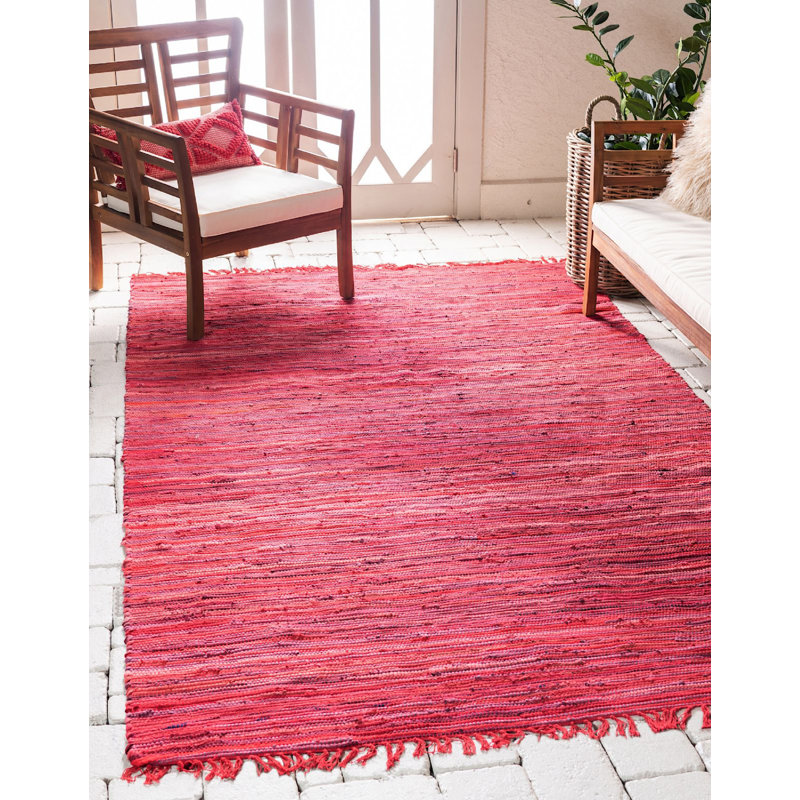 Tapis contemporain Gwin de couleur rose, Rectangle 4 pi x 6 pi
