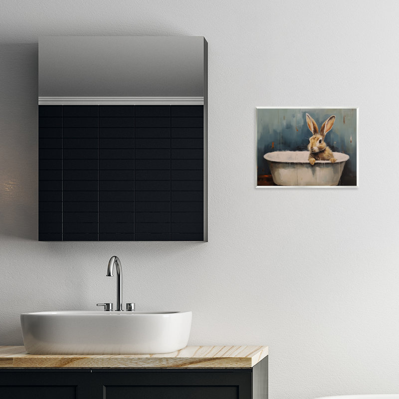 Plaque murale bébé lapin dans la baignoire, design par Arlington Prints