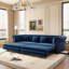 Canapé Chesterfield, canapé-lit gigogne 3 en 1 de 89 po, canapé-lit convertible, canapé-lit très grand, méridienne, canapé en velours 3 places avec repose-pieds mobile, bleu (ancien numéro de référence: W1885S00443 / W1885S00175)-322192271