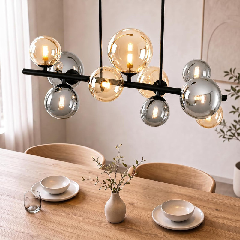 10-Light G9 Black Kitchen Island Pendant