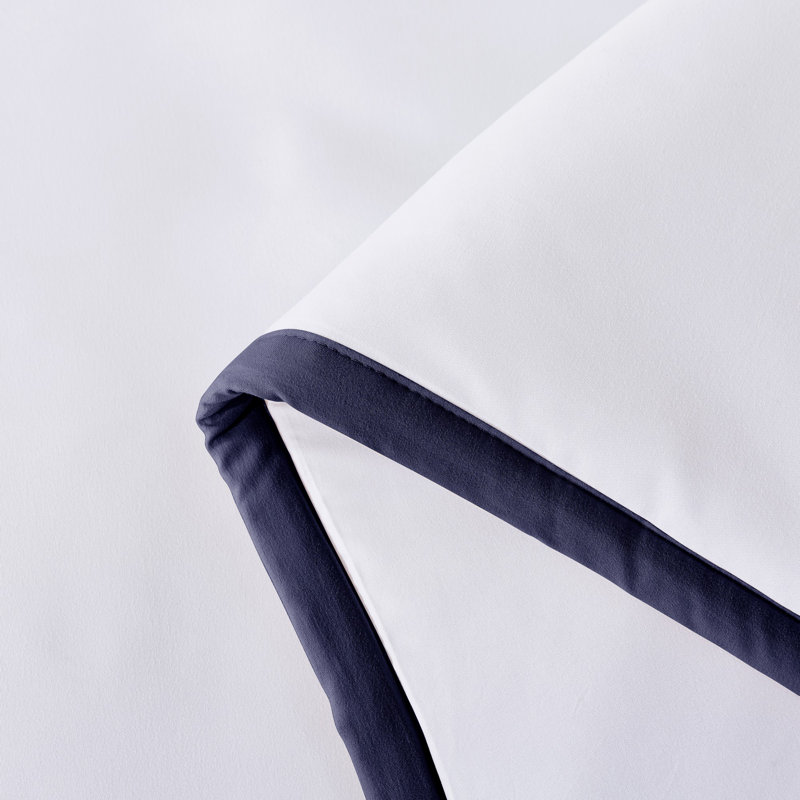 Polyester Box Stitch Comforter, Navy/White, King Comforter + 2 King Sham