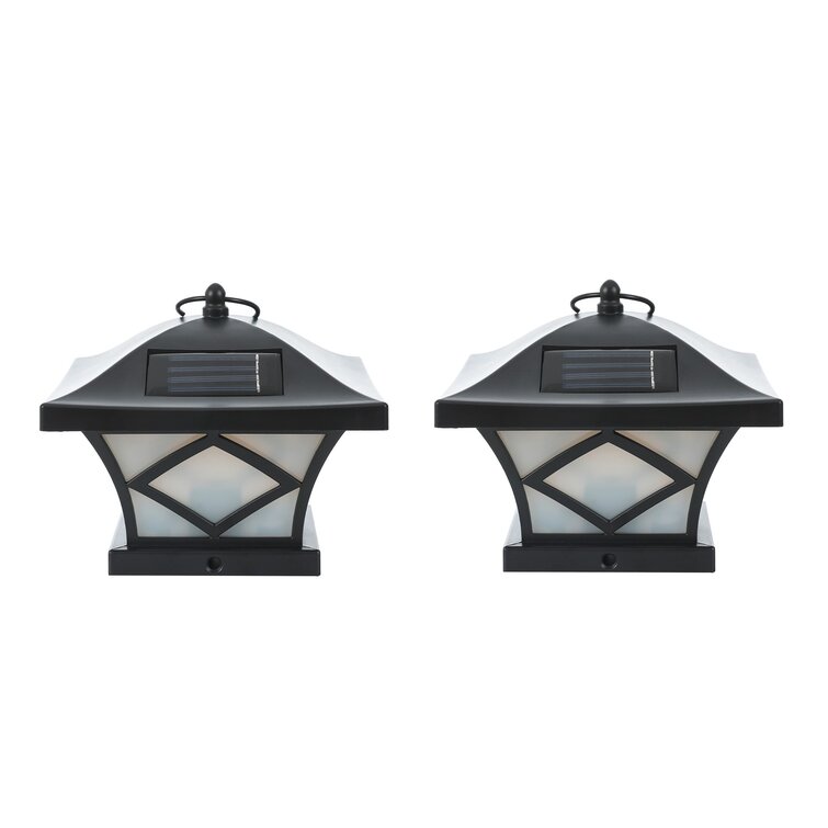 Solar Powered Integrated LED Fence Post Cap Light - 2 Pack