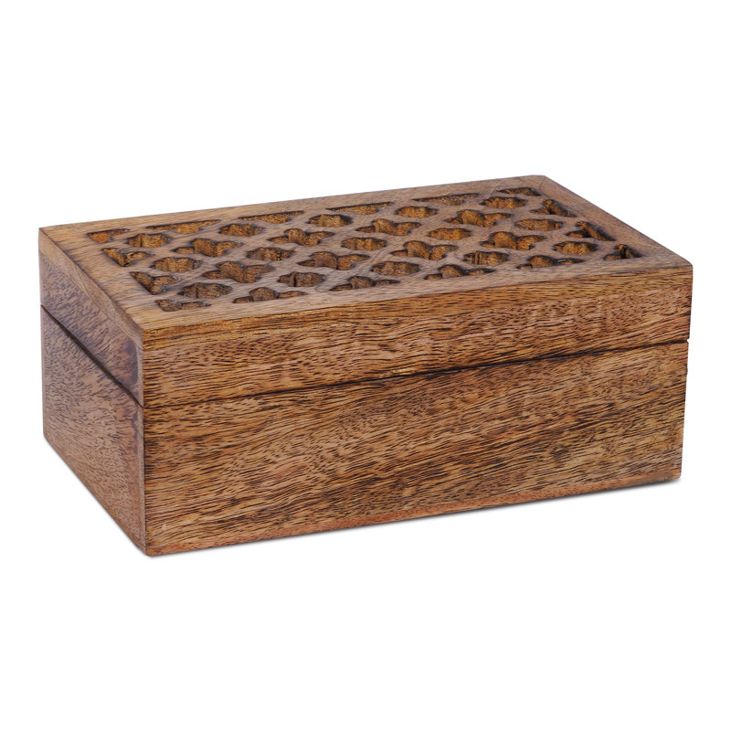 Boîte à bijoux en treillis, Brûlé moyen, H 3,5 po x l 9 po x P 6 po