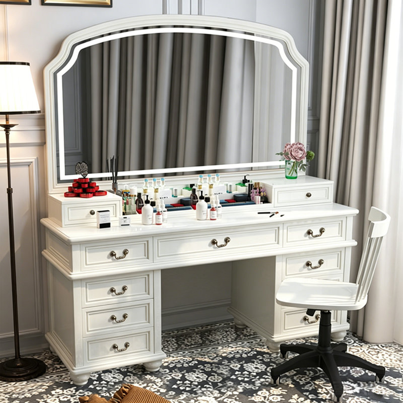 Coiffeuse luxueuse en bois massif ivoire, 63.78" H x 51.18" W x 20.47" D