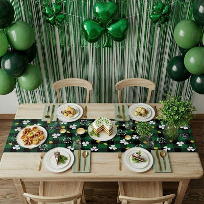 Chemin de table vert en plastique Shamrock, décoration de fête jetable de la Saint-Patrick pour la cuisine et la salle à manger