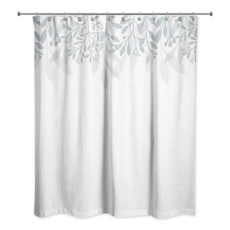 Rideau de douche simple à motif floral, Bleu / blanc
