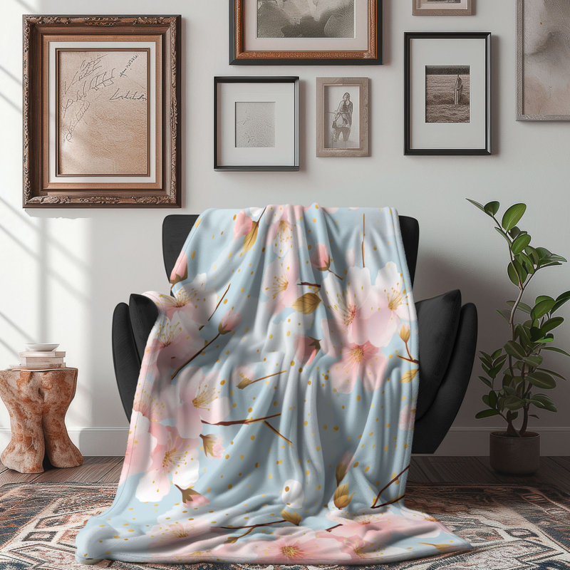 Cerisier floral - couverture de qualité supérieure 1 pièce, L 50 po x L 60 po