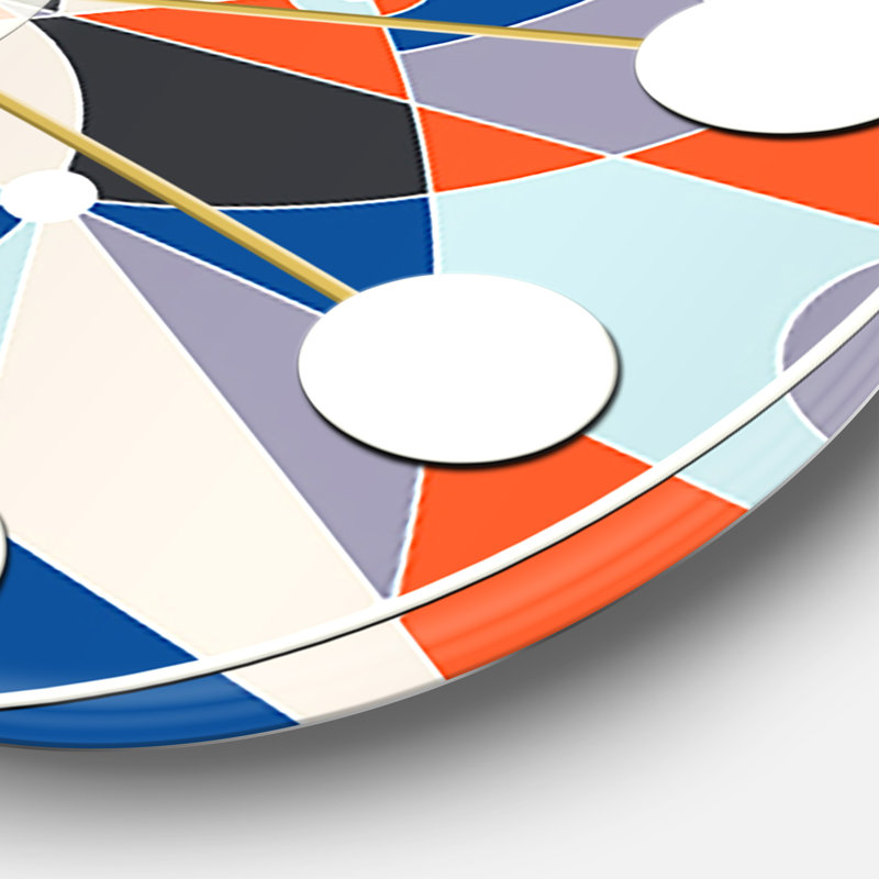 Horloge murale rétro Mid-Century, Petit, Bleu / Orange