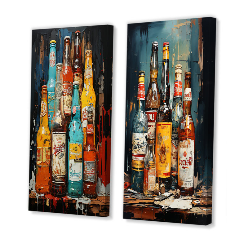 Ensemble de 2 bouteilles décoratives Urban Pint, H 28 po x l 25 po, Toile tendue