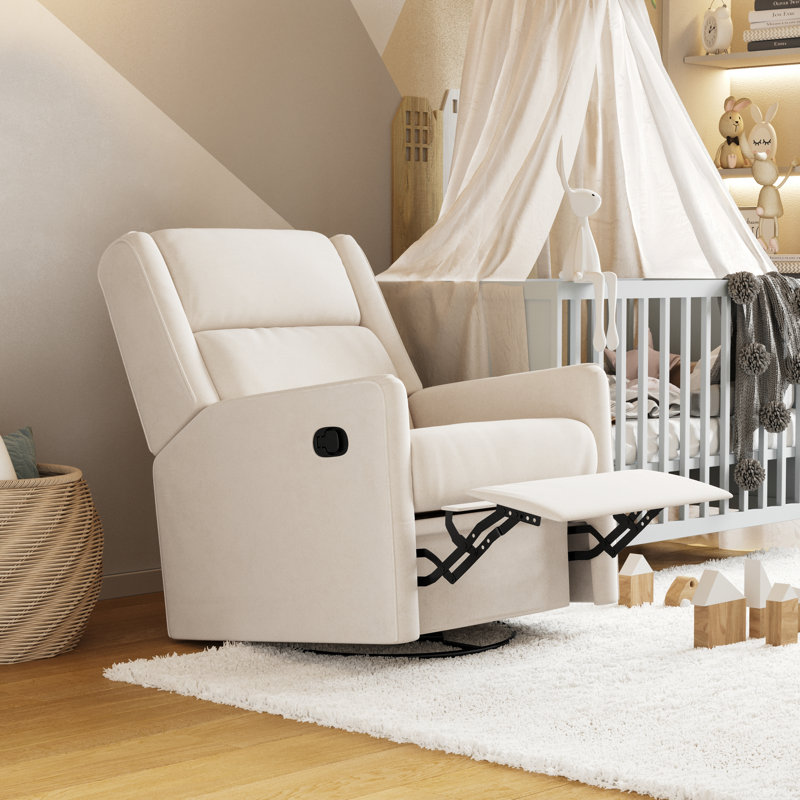 Costelli 28.75" Wide Manual Rocking Recliner Chair with 360° Swivel and Gliding Motion, Cream