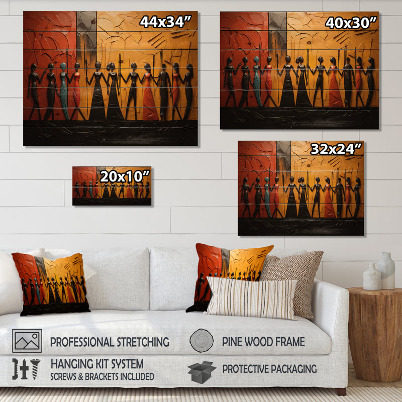 «African Tribal Rhythms» sur impression sur bois, H 10 po x l 20 po x P 0,78 po