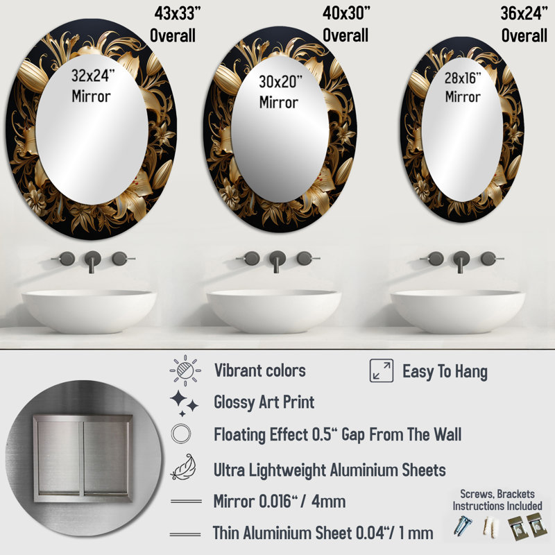 Miroir mural Golden Farm, 43 po x 33 po