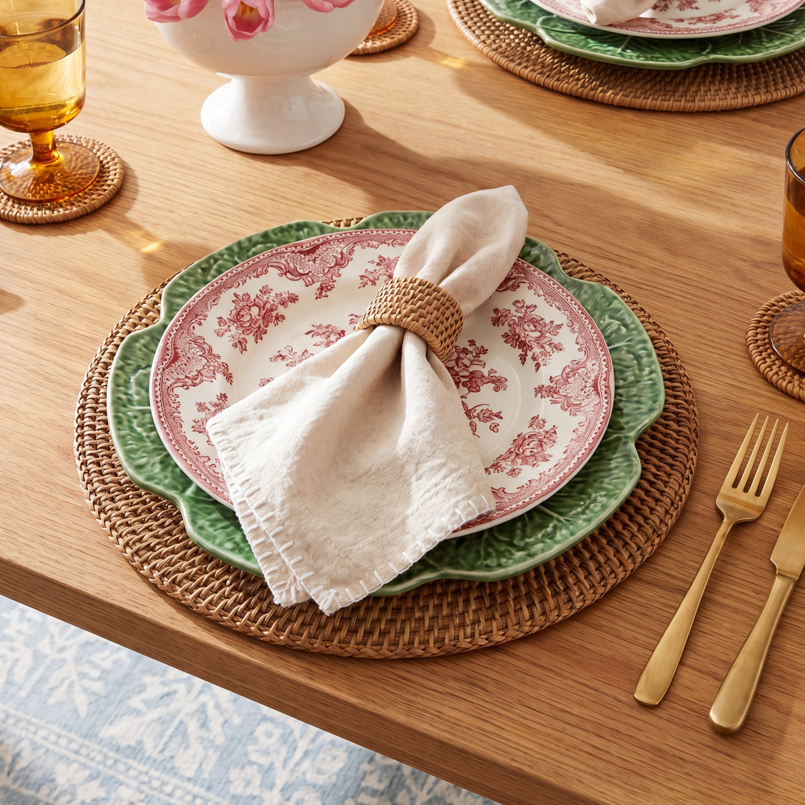 Eggett Reversible Cotton Napkin, Solid Color, Beige, Decorative Seam
