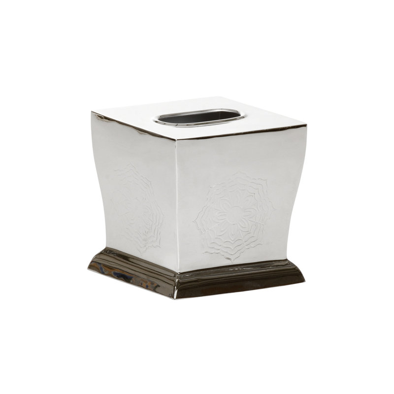 Waved Edge Tissue Box Cover, Polished Nickel