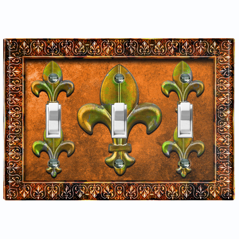Patterned 3 - Gang Toggle Light Switch Standard Wall Plate, Orange