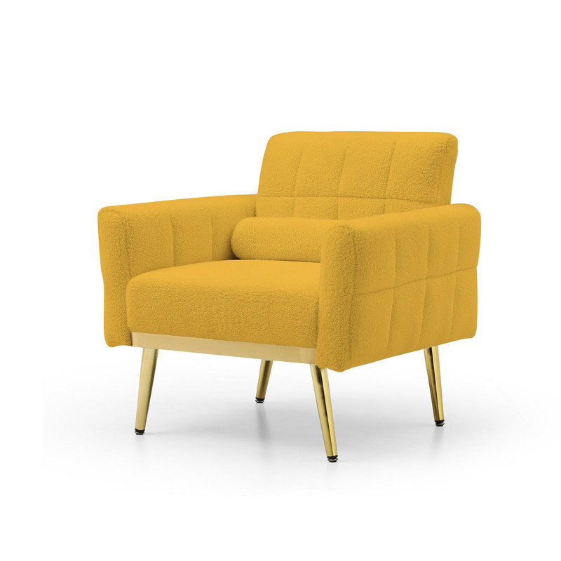 Méridienne capitonnée de 30 po de largeur, Tissu jaune