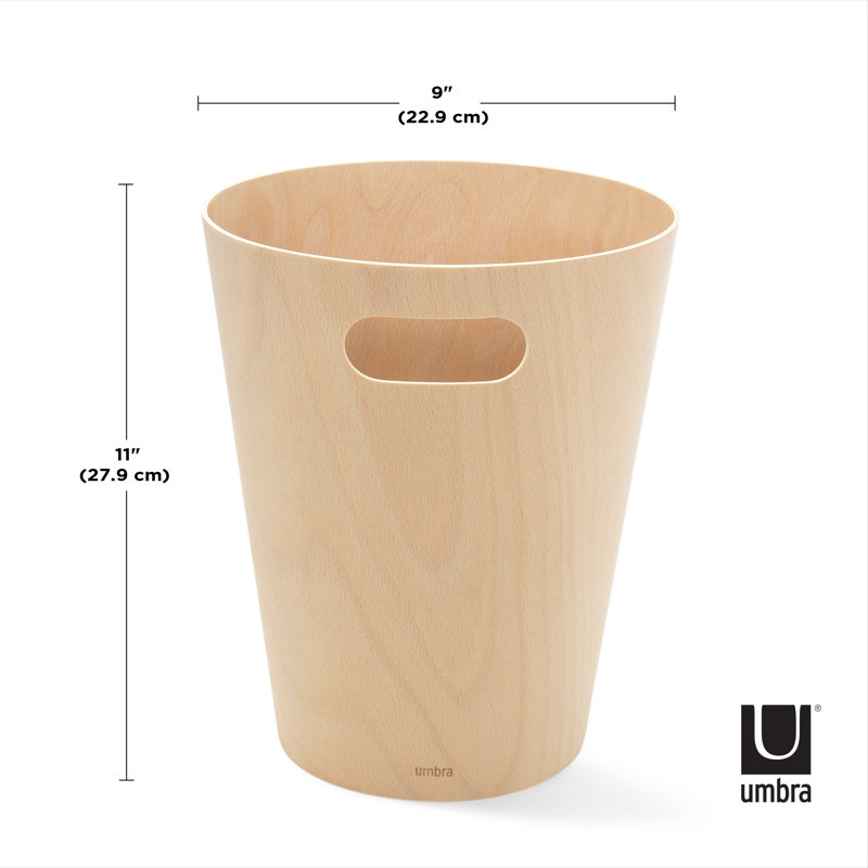 Natural Wood 2 Gallon Open Top Waste Basket