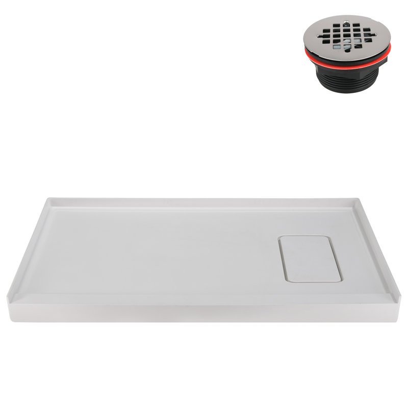 Streamline NTS-608-482-RH 48 in. x 32 in. Alcove Solid Surface Resin Shower Base in Matte White with Right-Hand Drain, Drain Included