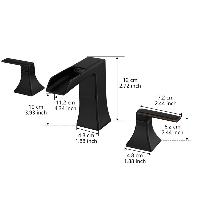 Bathroom Faucets for Sink 3 Hole 8 inch Widespread Bathroom Sink Faucet with Pop Up Drain Double Lever Handle Faucet Bathroom Vanity Faucet Basin Mixer Tap Faucet with Hose