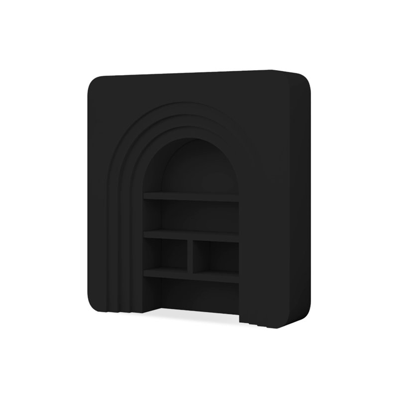 Black Solid Wood Freestanding Fireplace