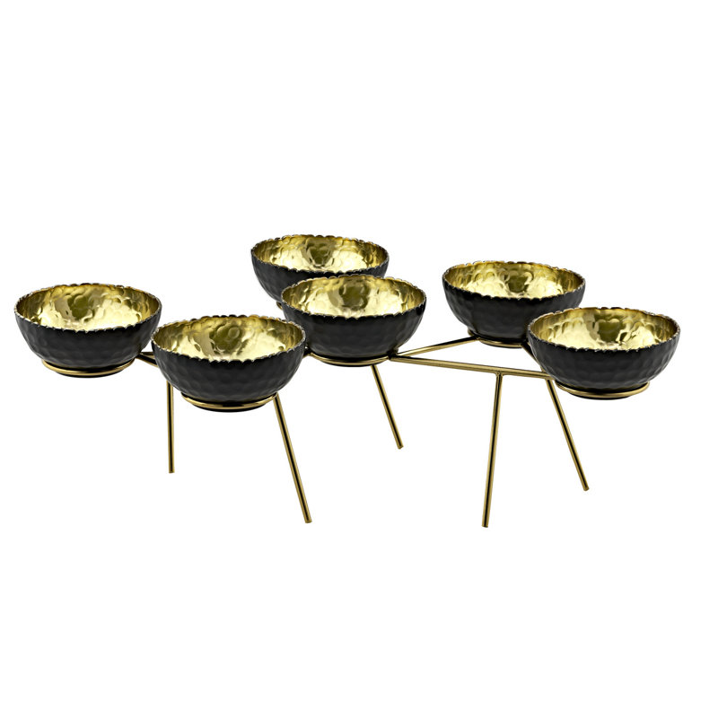 Munro White & Gold Serving Stand , Black/Gold