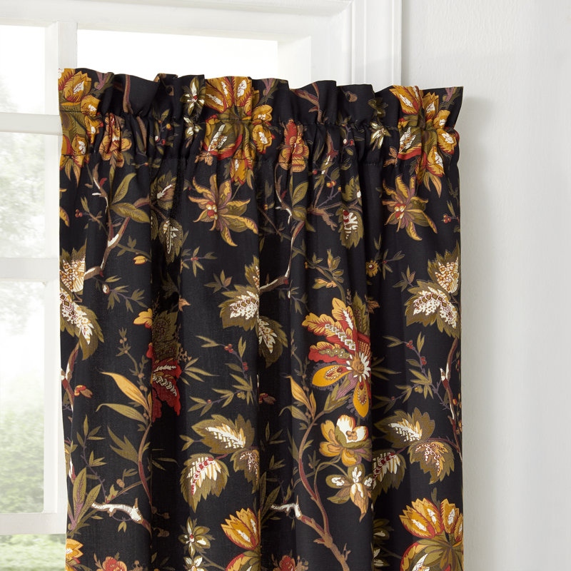 Paire de brise bise 100% satin de coton Waverly Felicite Noir